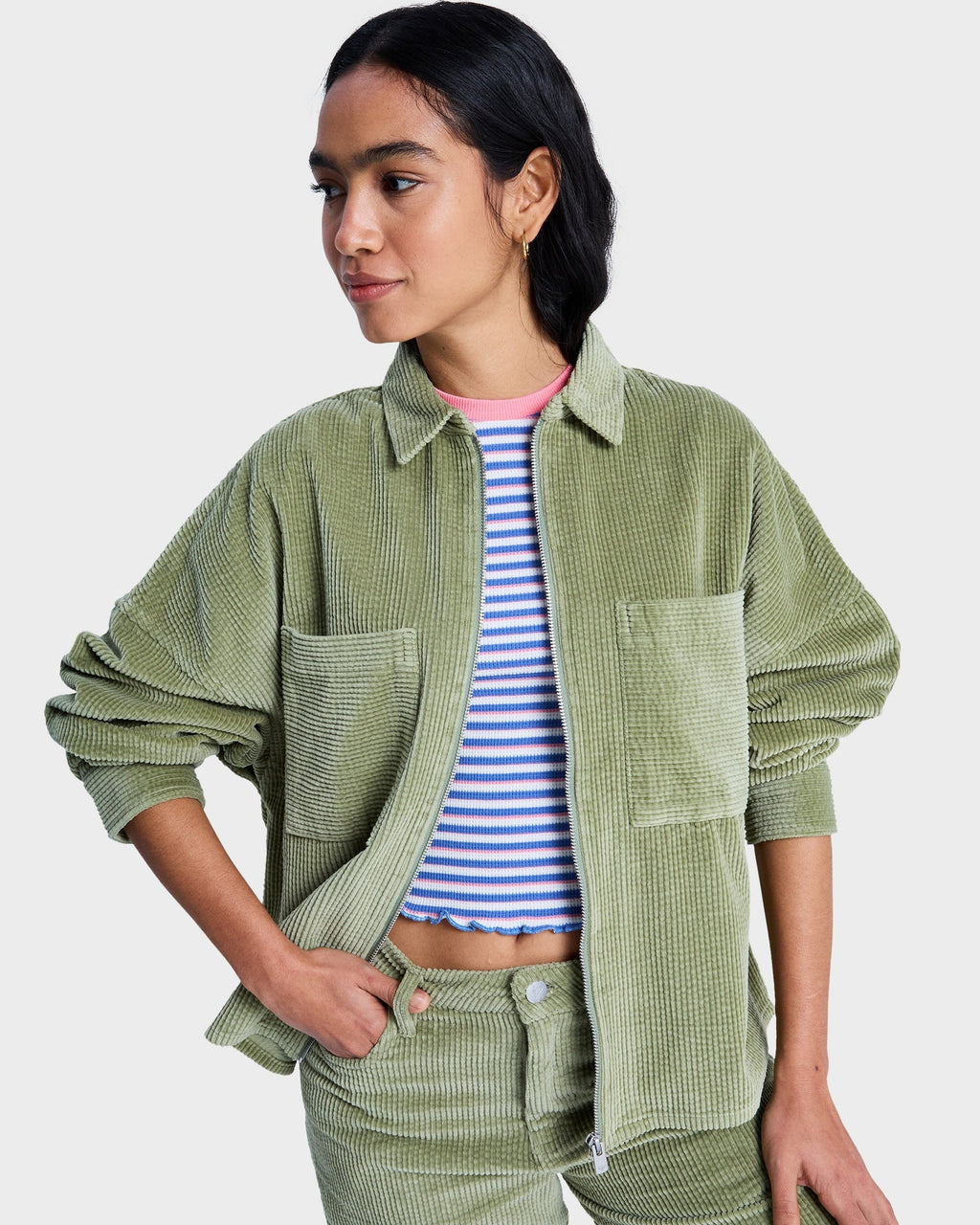 Womens Chilled Out Washed Cord Long Sleeve Shirt