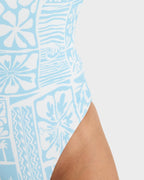 Womens Flowers Wave One Piece Swimsuit