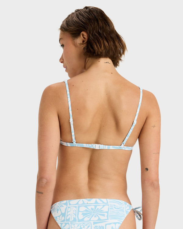 Womens Flowers Wave Elongated Tiki Tri Bikini Top