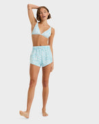 Womens Flowers Wave Elongated Tiki Tri Bikini Top