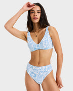Womens Wave Mid Waist Bikini Bottom