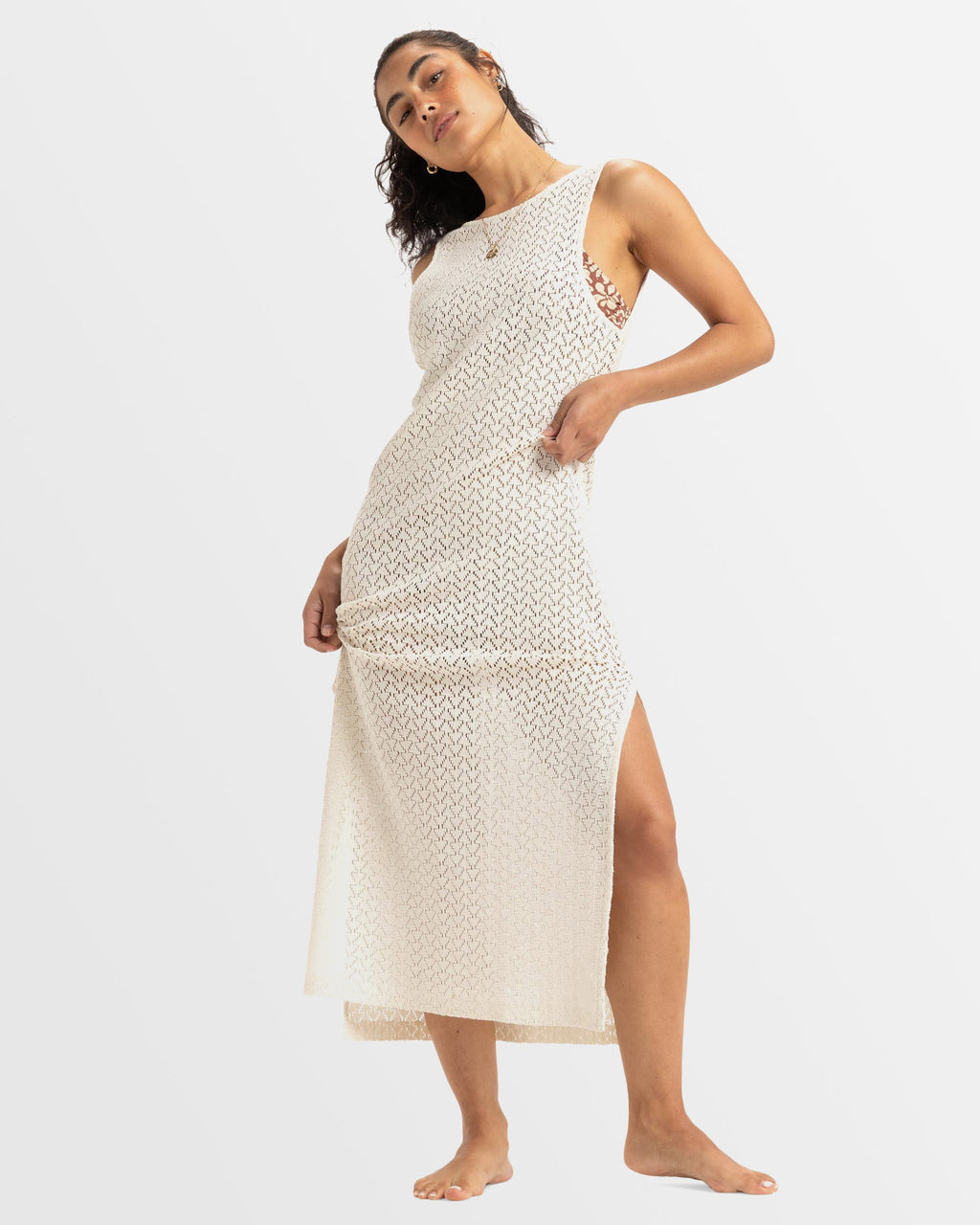Womens Playa Mood Crochet Cover Up Long Dress
