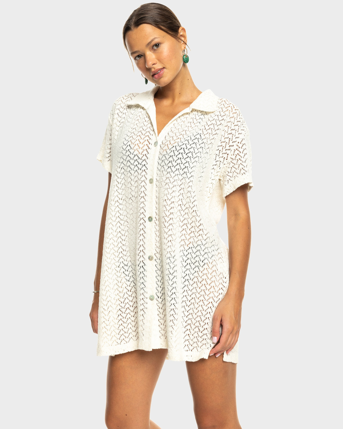 Womens Dalia Beach Crochet Shirt Dress