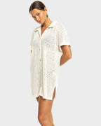 Womens Dalia Beach Crochet Shirt Dress