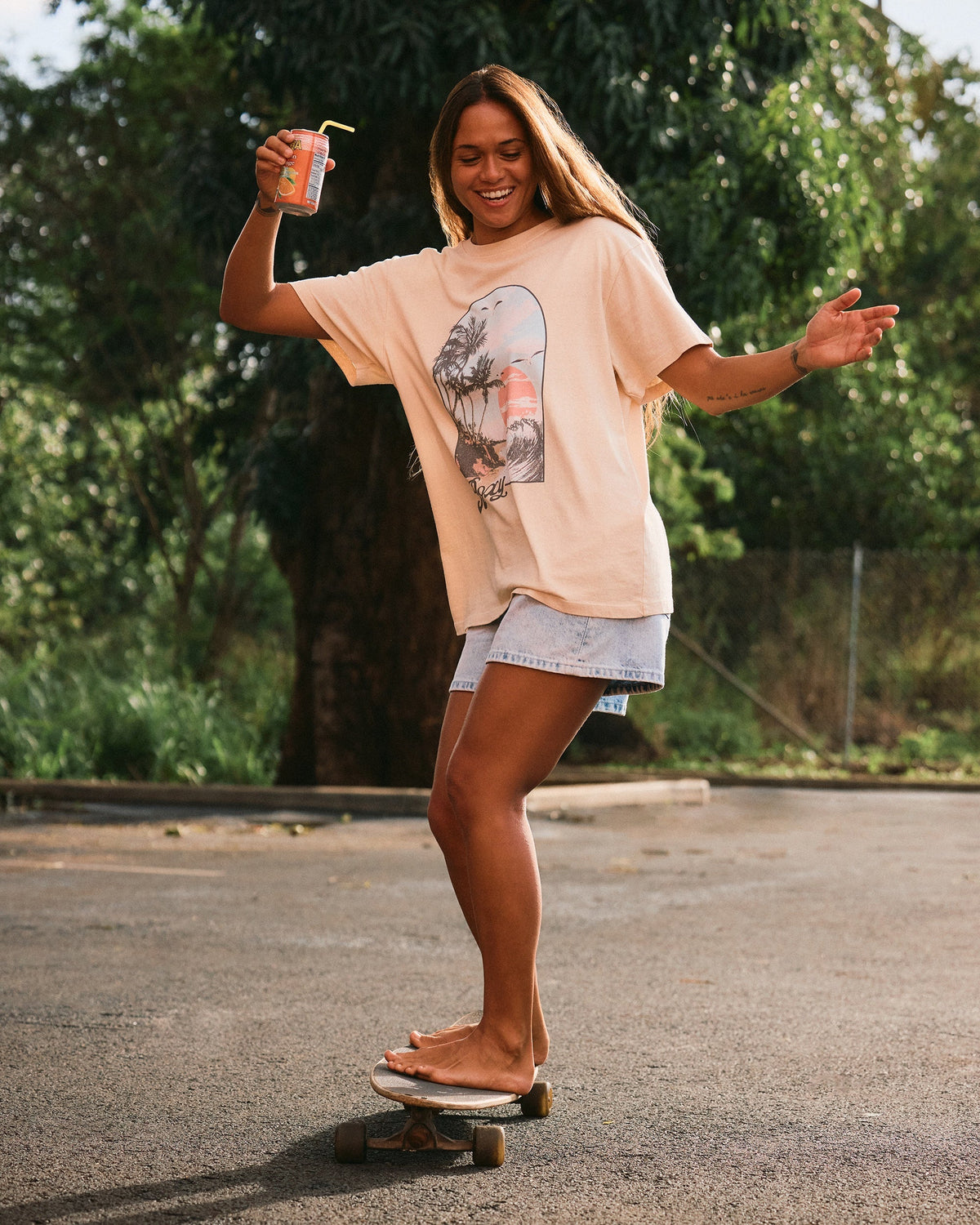 Womens Sunnyoversize Stone Wash T-Shirt