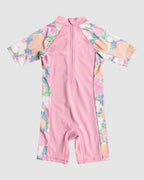 Girls 2-7 Tiny Flower Short Sleeve One-Piece Rash Vest