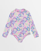 Girls 2-7 Flower Party Long Sleeve Rash Vest