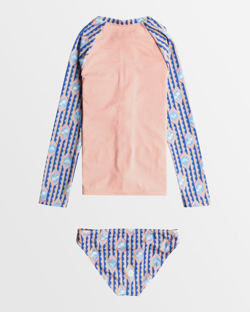 Girls 2-7 Tiles UPF 50 Long Sleeve Rash Vest Set