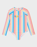 Girls 2-7 Holly Stripe Long Sleeve Onesie Rash Vest