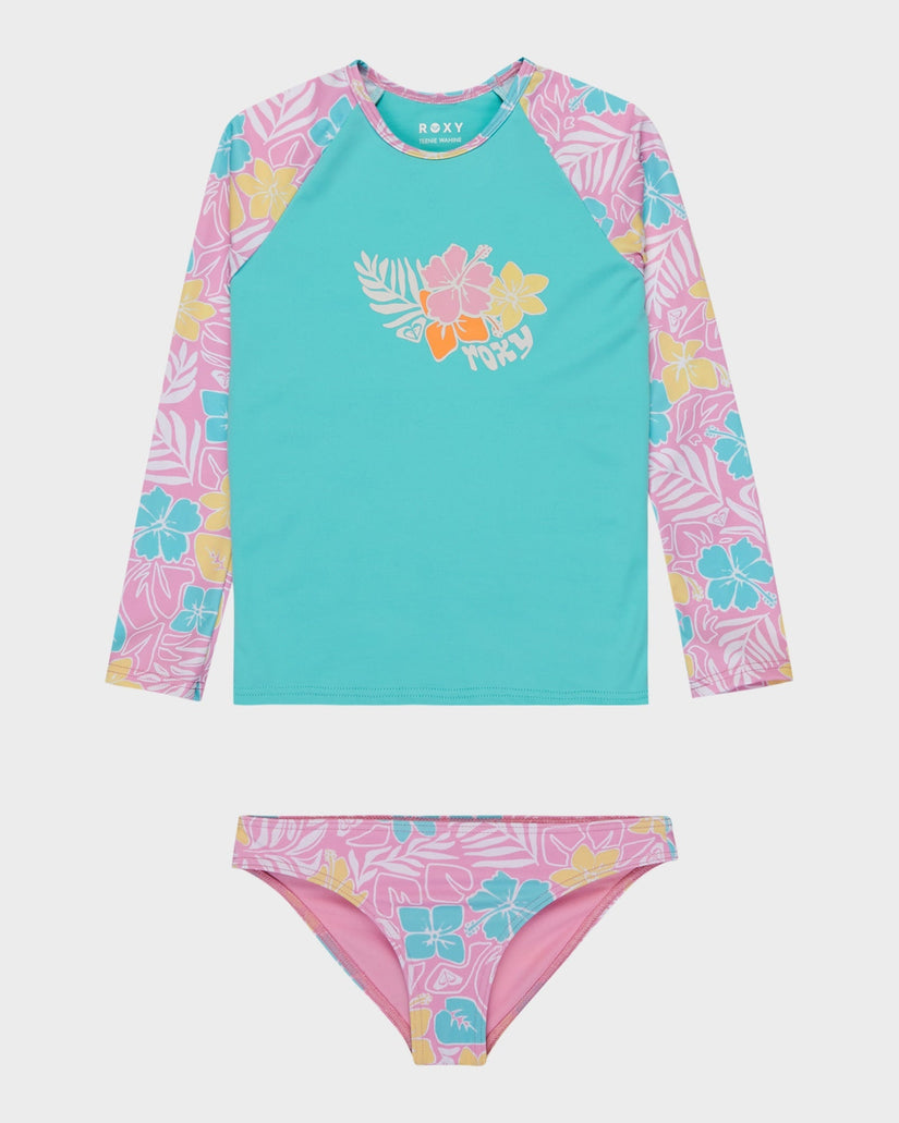Girls 2-7 Tropical Square Lycra One Piece Rash Vest