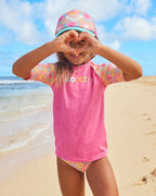 Girls 2-7 Check TW Lycra Set Rash Vest