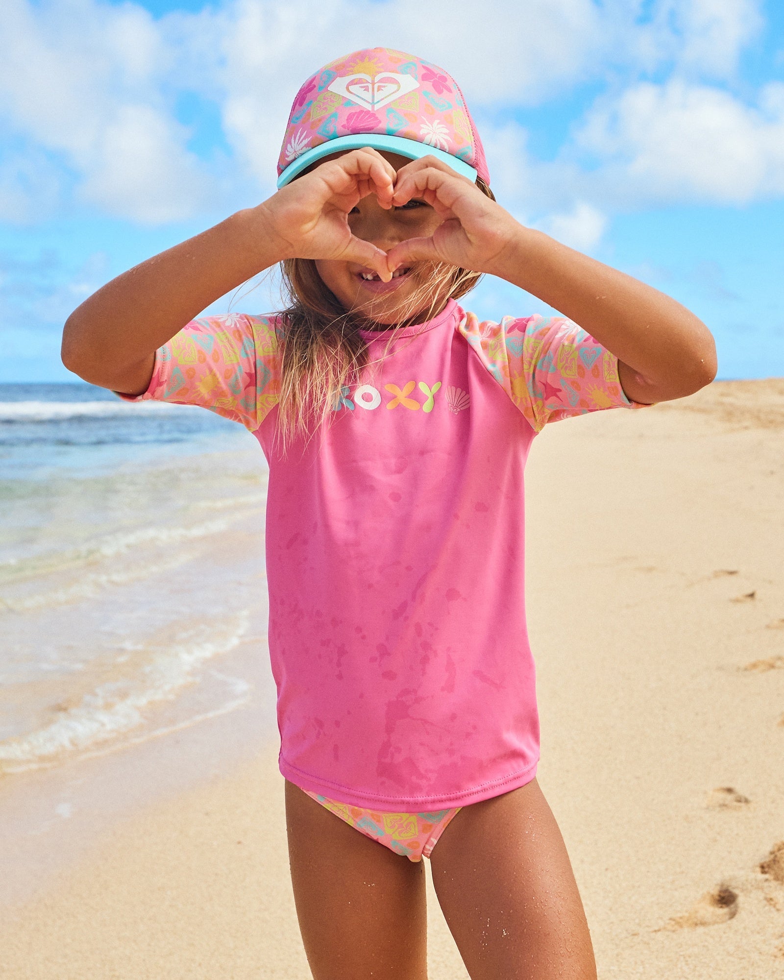 Girls 2-7 Check TW Lycra Set Rash Vest