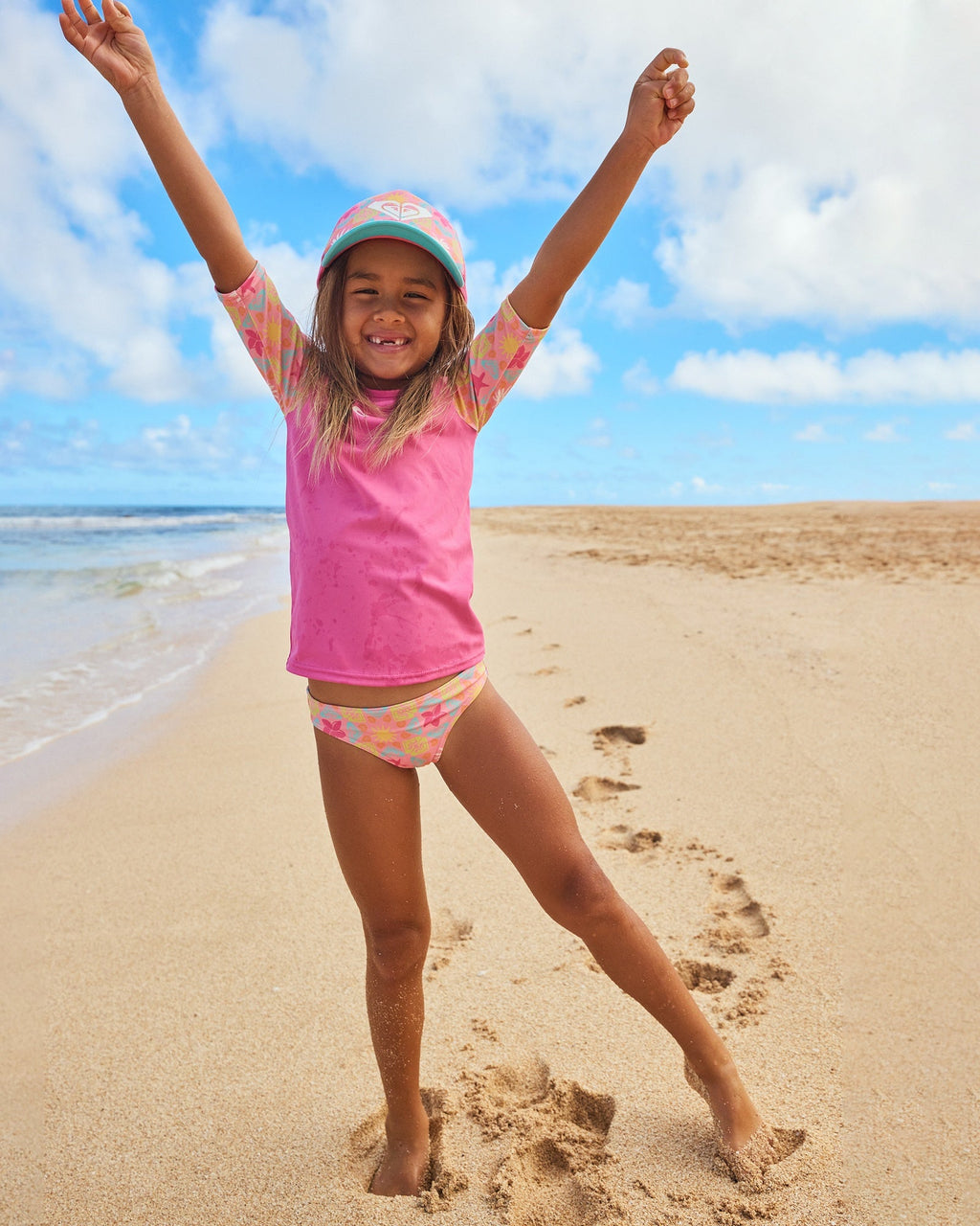Girls 2-7 Check TW Lycra Set Rash Vest