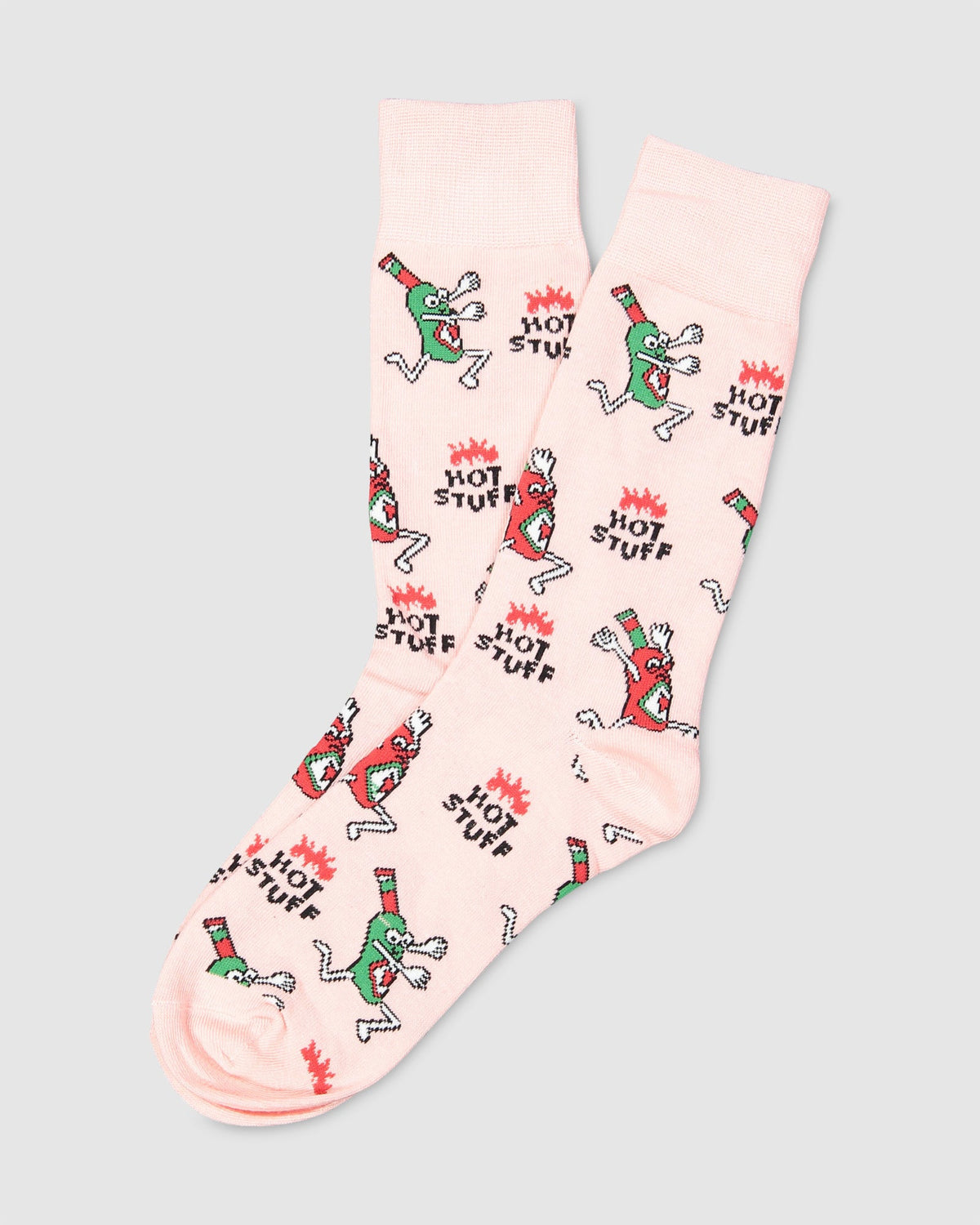 MENS HOT STUFF PINK CREW SOCKS