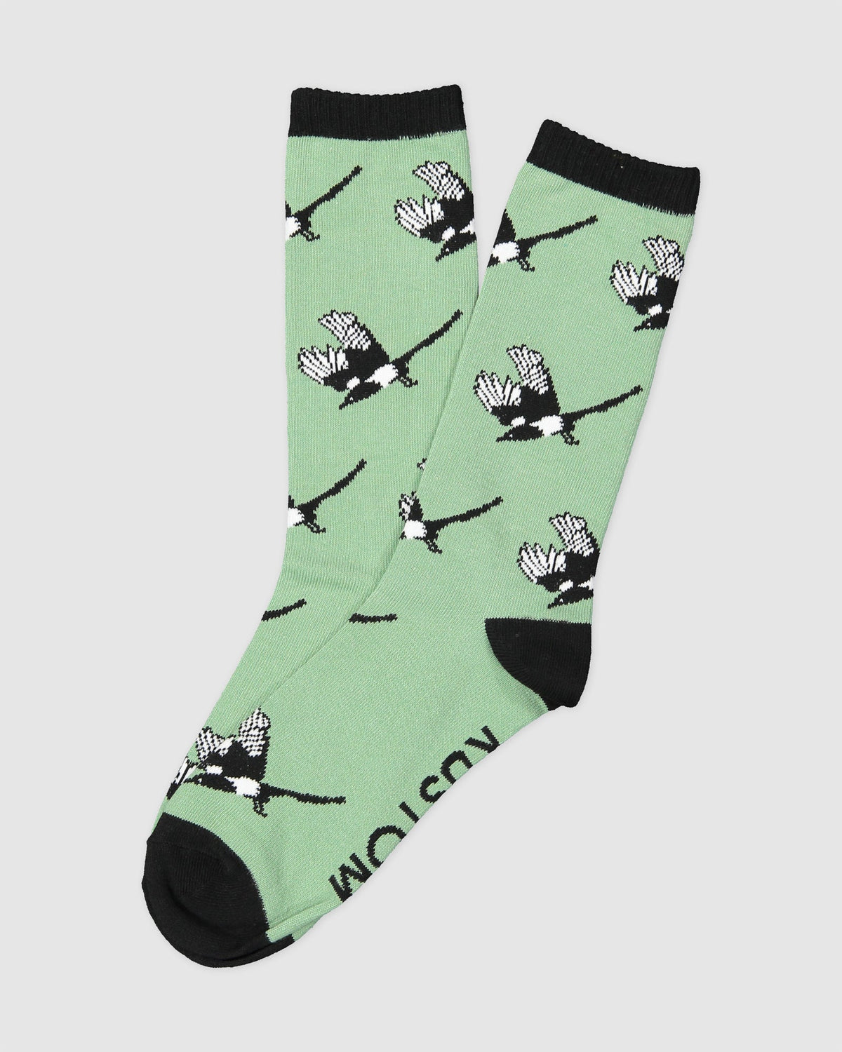 MENS MAGPIES GREEN CREW SOCKS