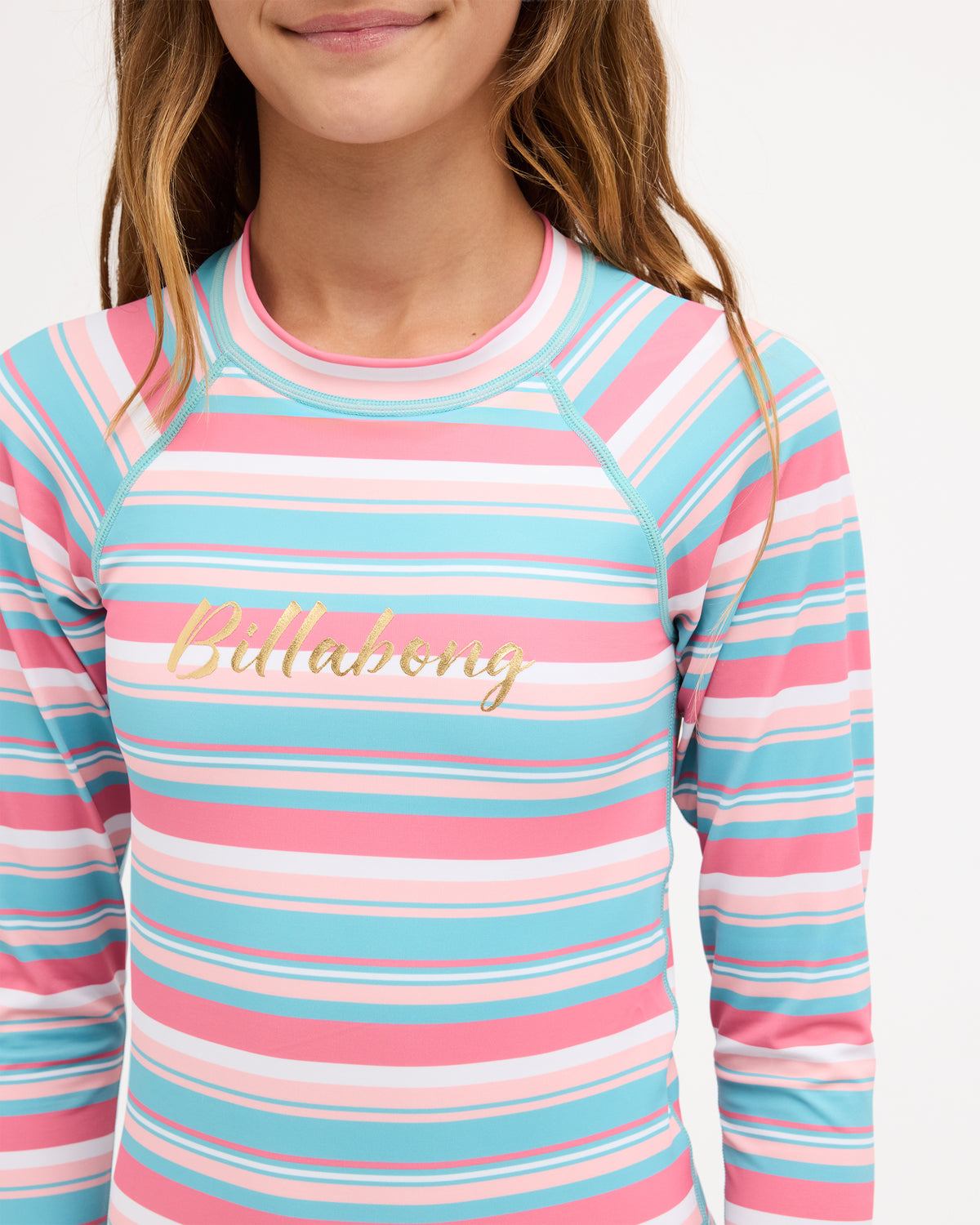 Girls 8-16 Forest Stripe Long Sleeve Bodysuit Rash Vest