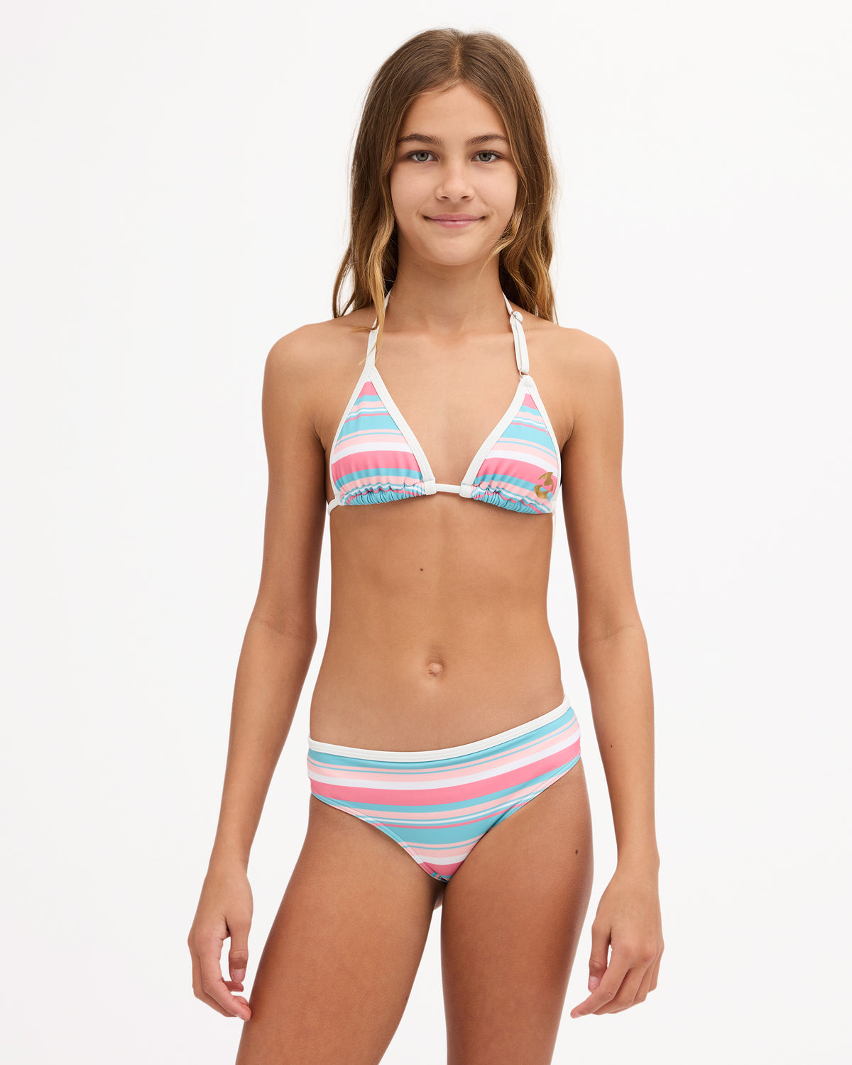 Girls 8-16 Forest Stripe Trilet Bikini Set