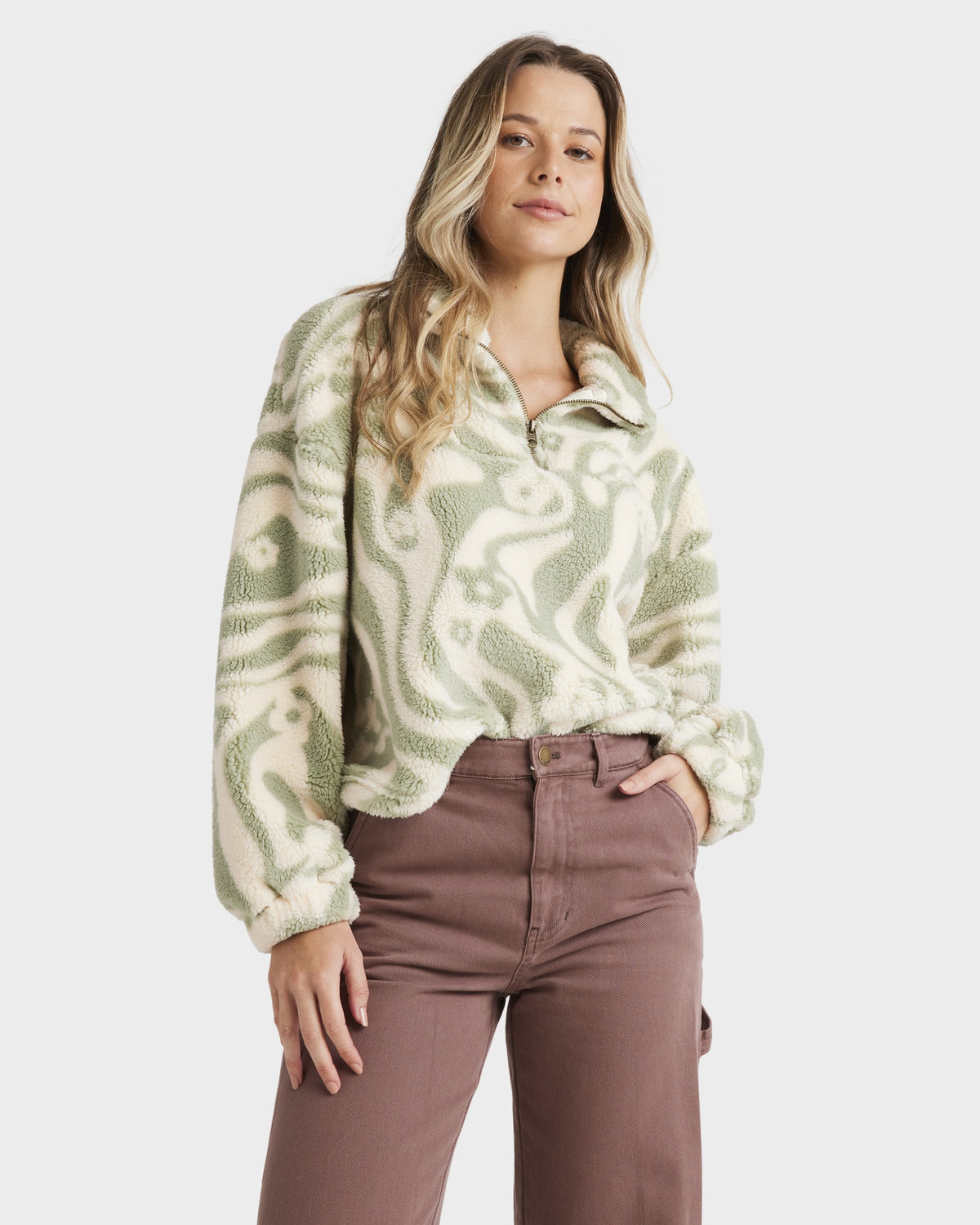 Womens Golden Groove Half Zip Fleece Jumper