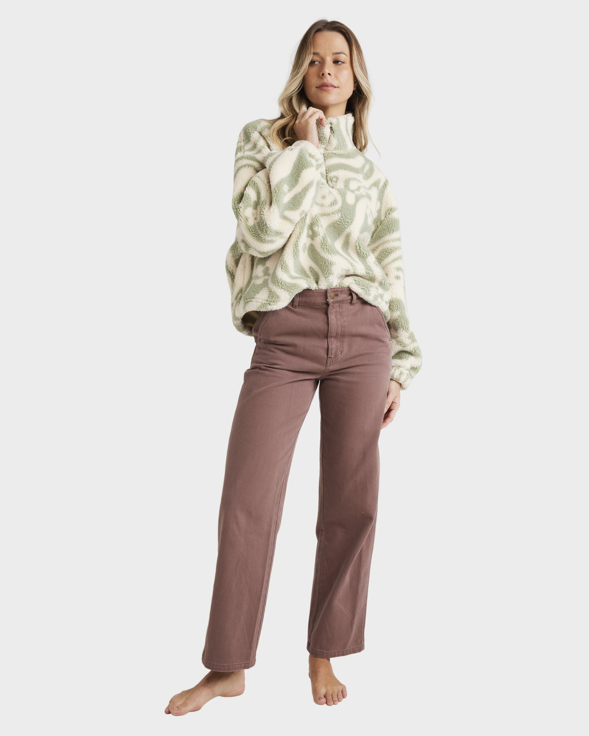Womens Golden Groove Half Zip Fleece Jumper