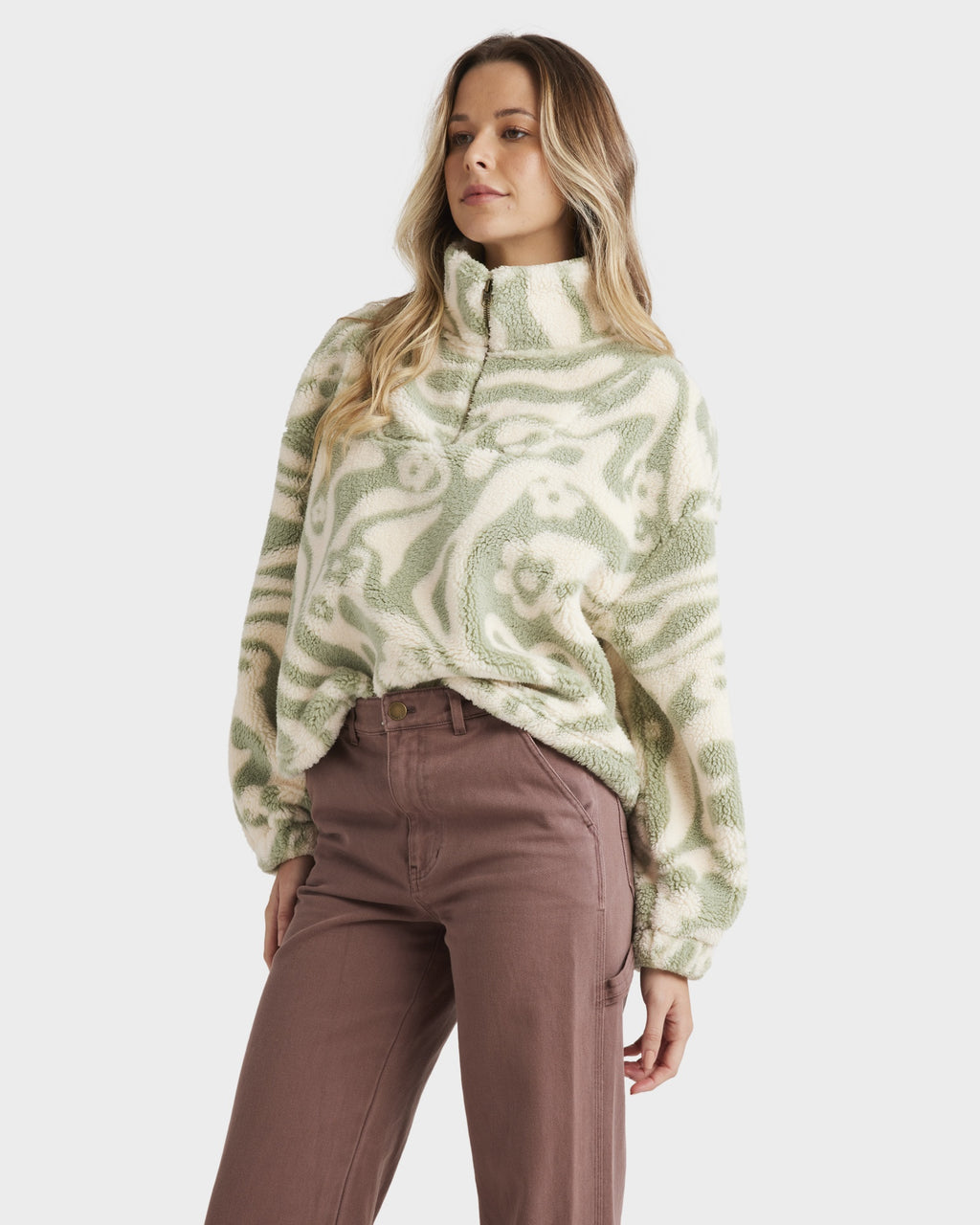 Womens Golden Groove Half Zip Fleece Jumper