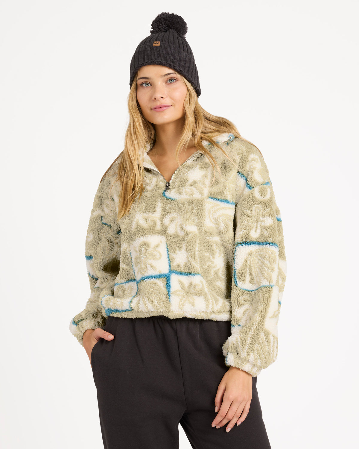 Womens Sea Check Half Zip Fleece Jumper