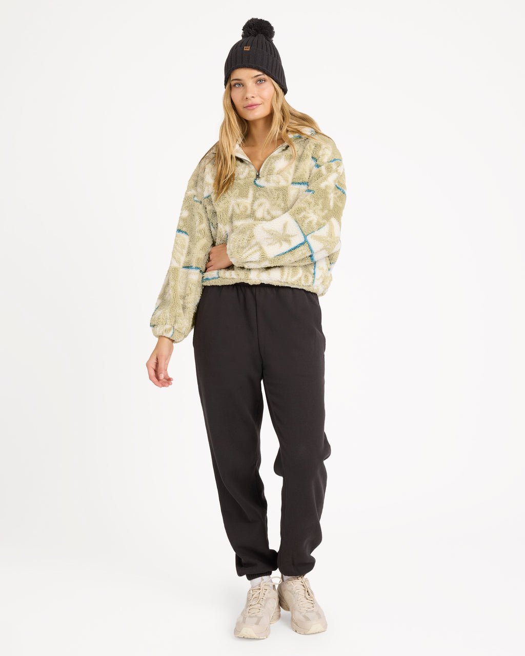 Womens Sea Check Half Zip Fleece Jumper