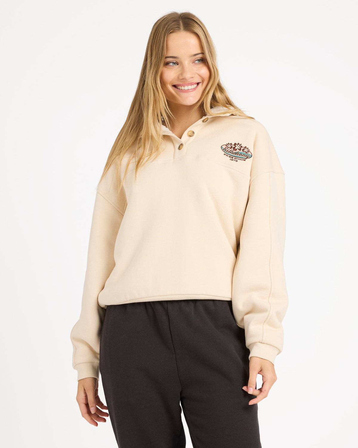 Womens Classic Vibes Button Down Fleece Jumper