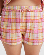 Womens Darlin Check Elastic Waist Shorts