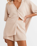 Womens Sun Bubble Elastic Waist Shorts