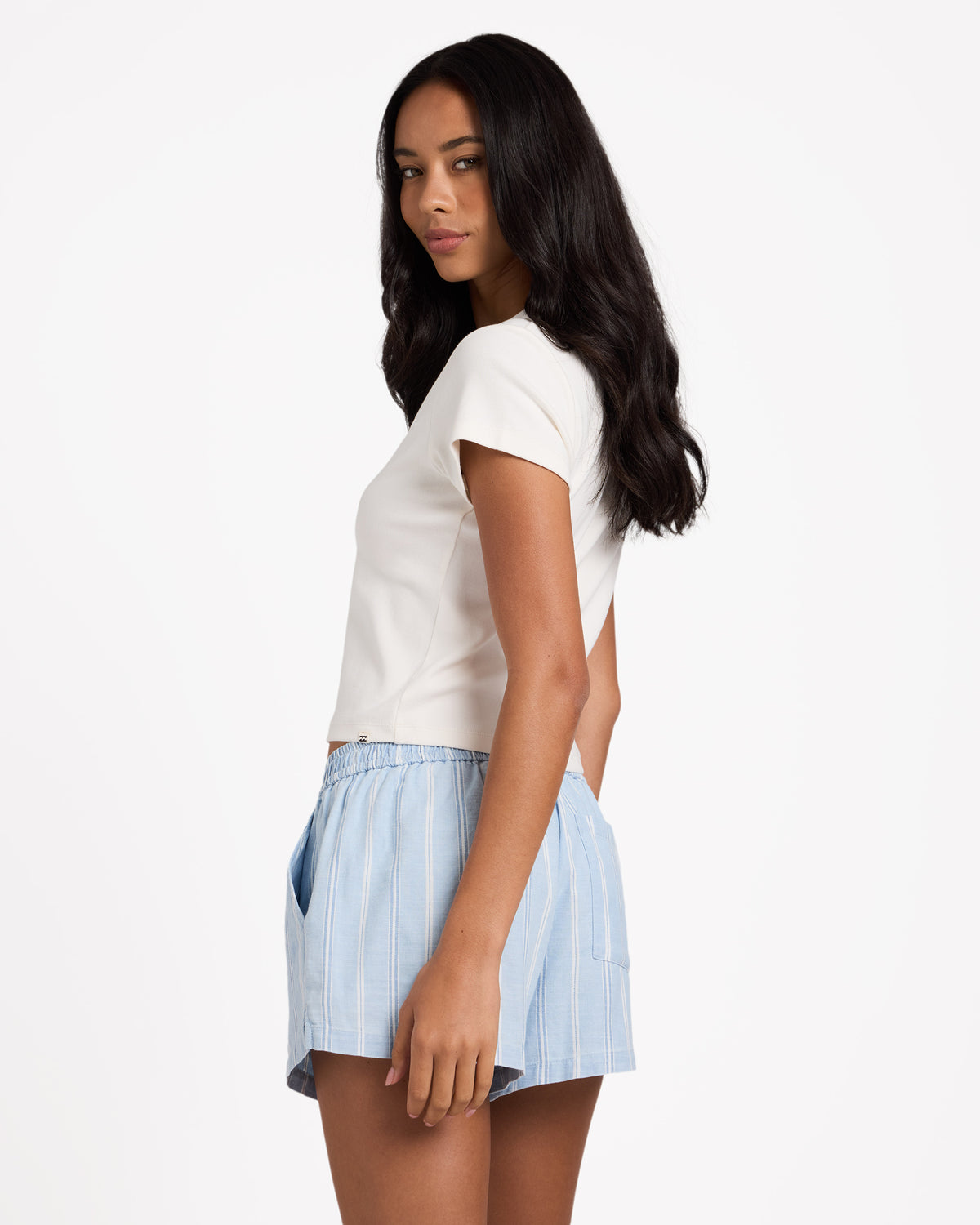 Womens Salt Air Stripe Elastic Waist Shorts