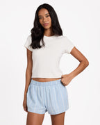 Womens Salt Air Stripe Elastic Waist Shorts
