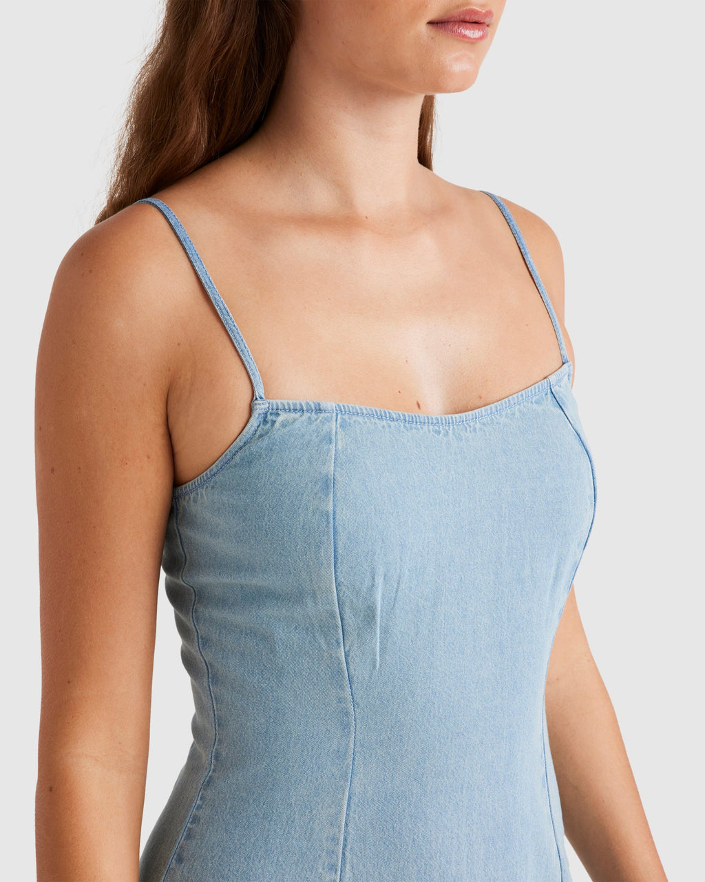 Womens Stay Awhile Chambray Mini Dress