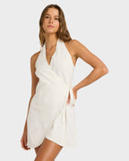 Womens Dune Halter Wrap Mini Dress