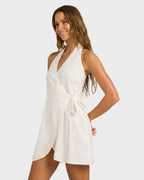 Womens Dune Halter Wrap Mini Dress