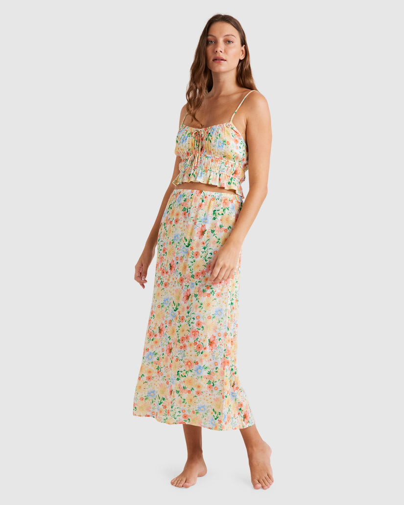 billabong true romance midi dress Billabong True Romance Puff Sleeves Midi Dress In Brown