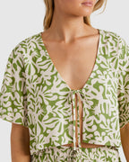Womens Palm Grove Tie Short Sleeve Shirt