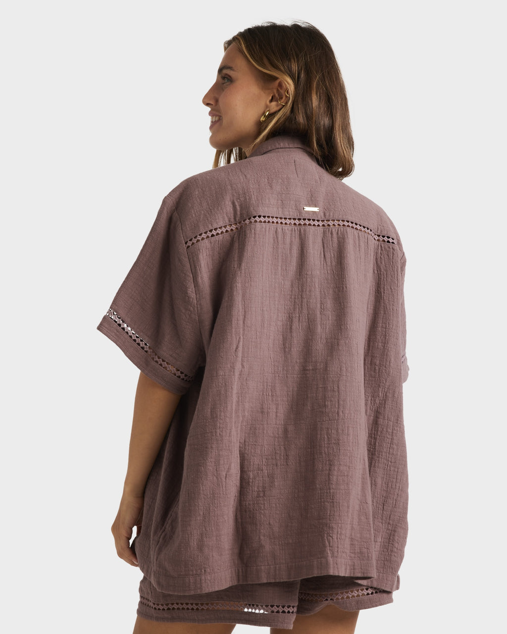 Womens Summers End Button Down Short Sleeve Shirt