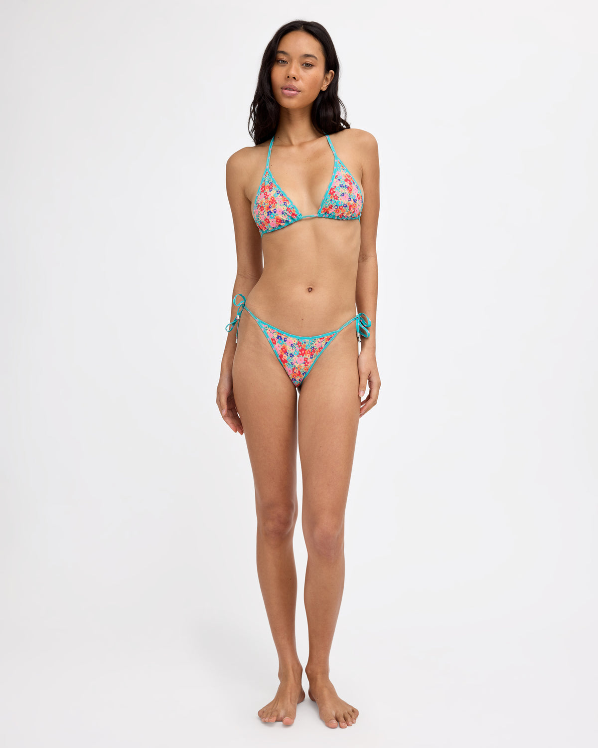 Womens Ditsy Pop Reversible Retro Triangle Bikini Top