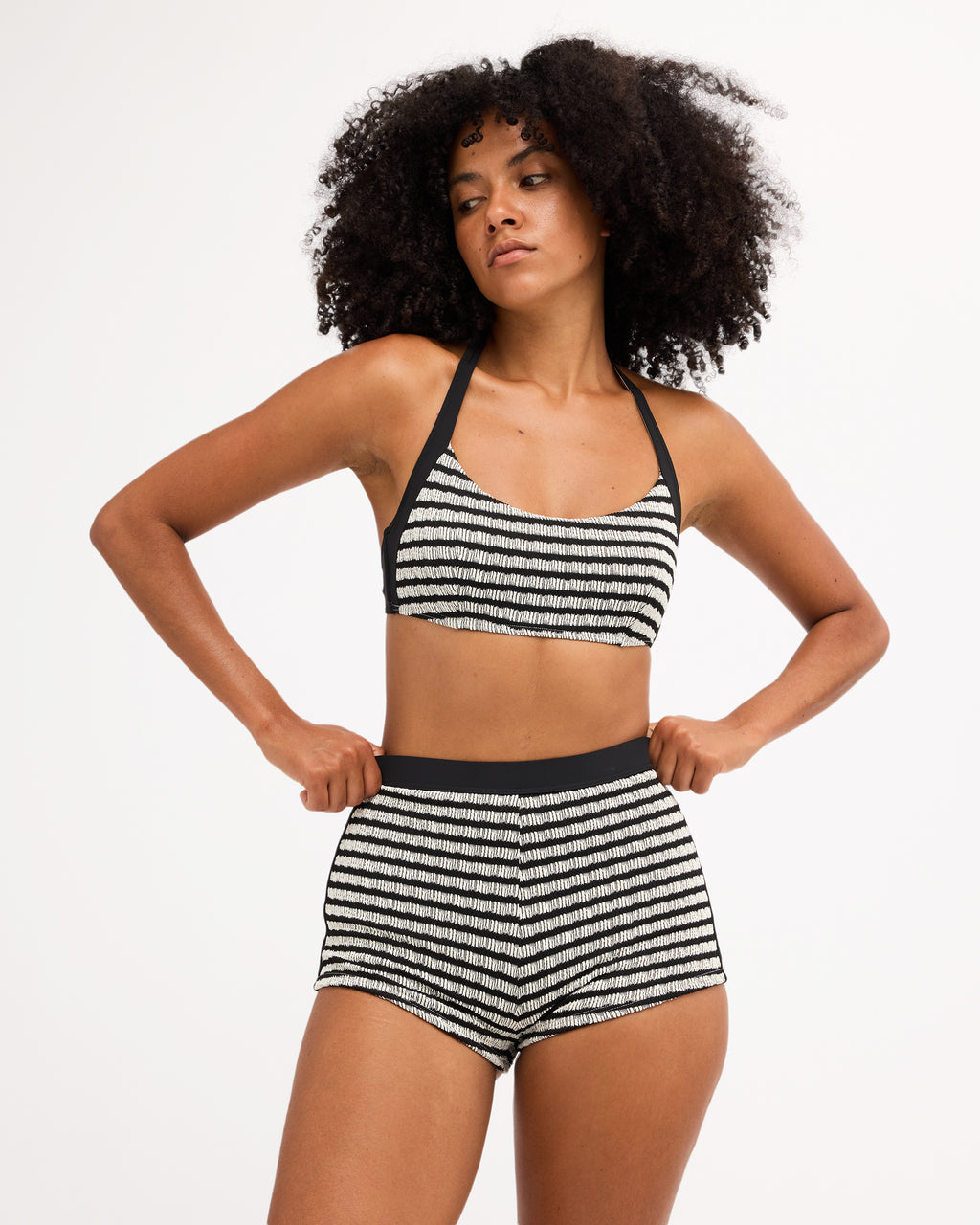 Womens Wavey Daze D/DD Halter Bralette Bikini Top
