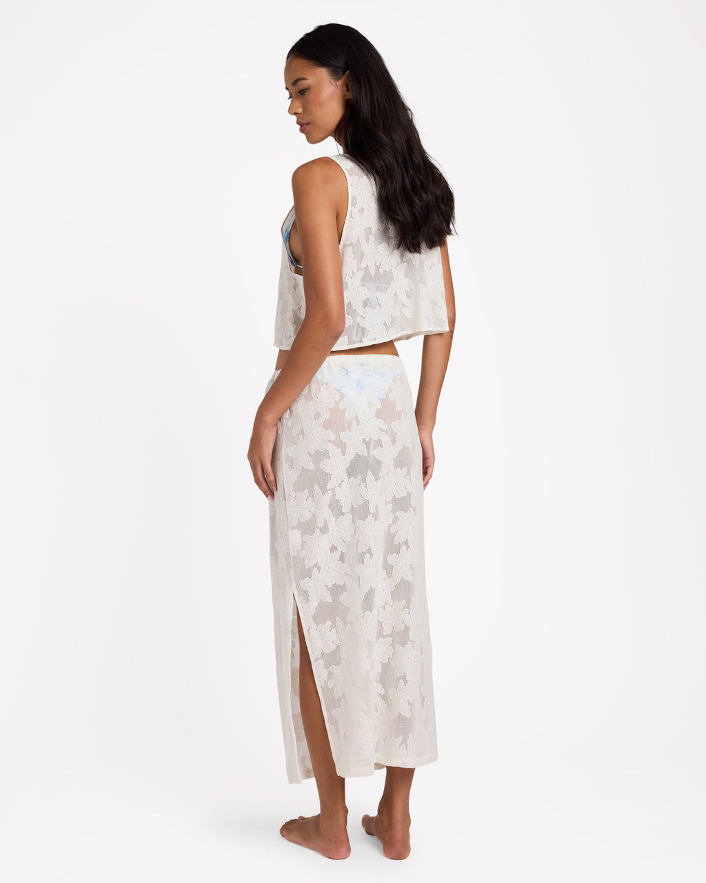 Womens Salt Bloom Lace Midi Skirt