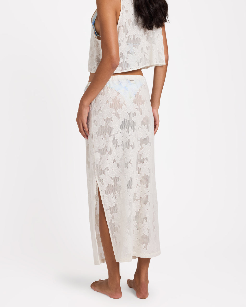 Womens Salt Bloom Lace Midi Skirt