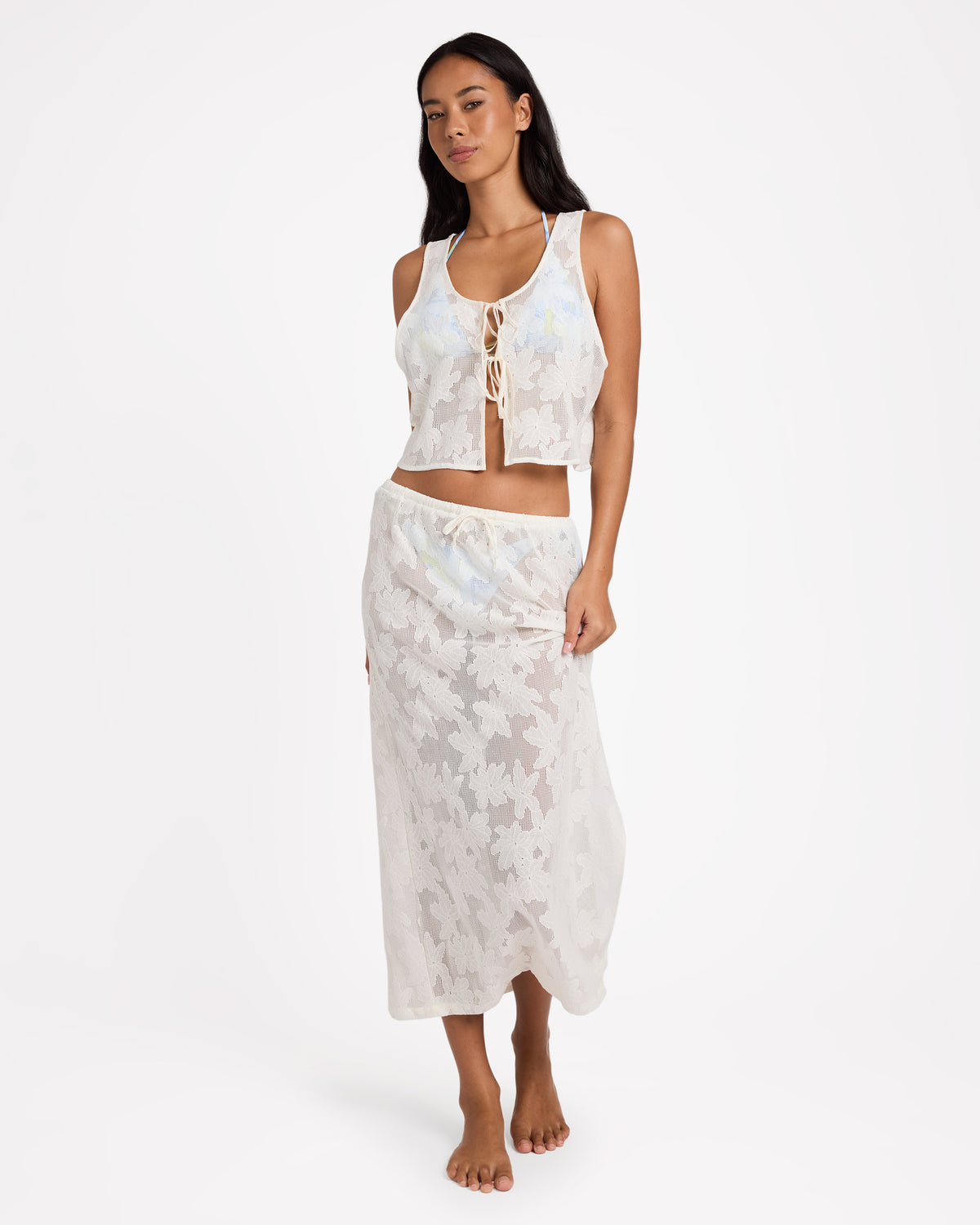 Womens Salt Bloom Lace Midi Skirt