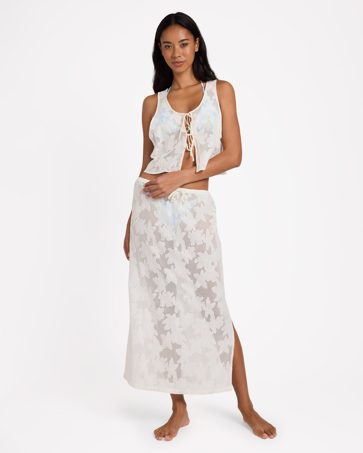 Womens Salt Bloom Lace Midi Skirt