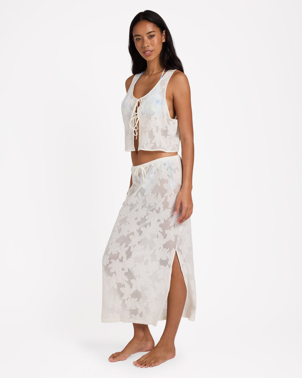 Womens Salt Bloom Lace Midi Skirt
