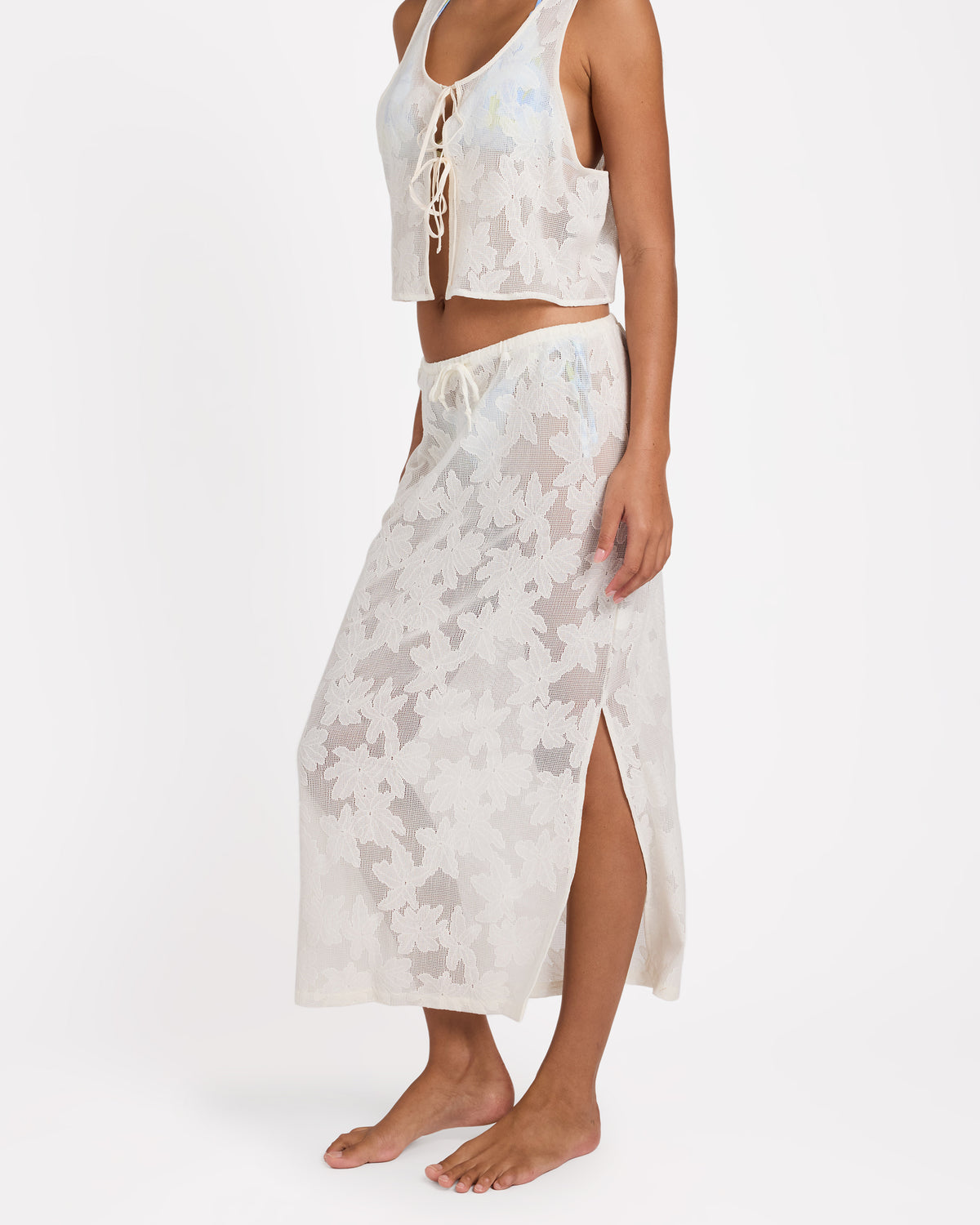 Womens Salt Bloom Lace Midi Skirt