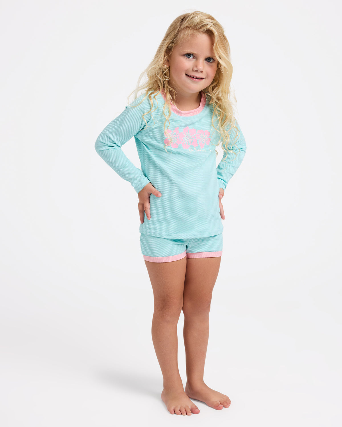 Girls 2-7 Little Lillies Long Sleeve Rash Vest Set
