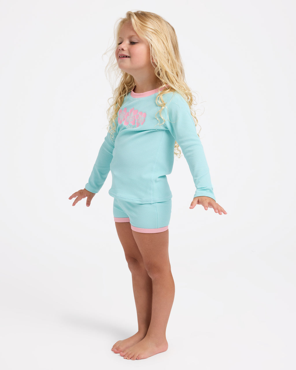 Girls 2-7 Little Lillies Long Sleeve Rash Vest Set
