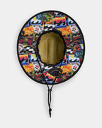 Mens Tides Print Straw Hat