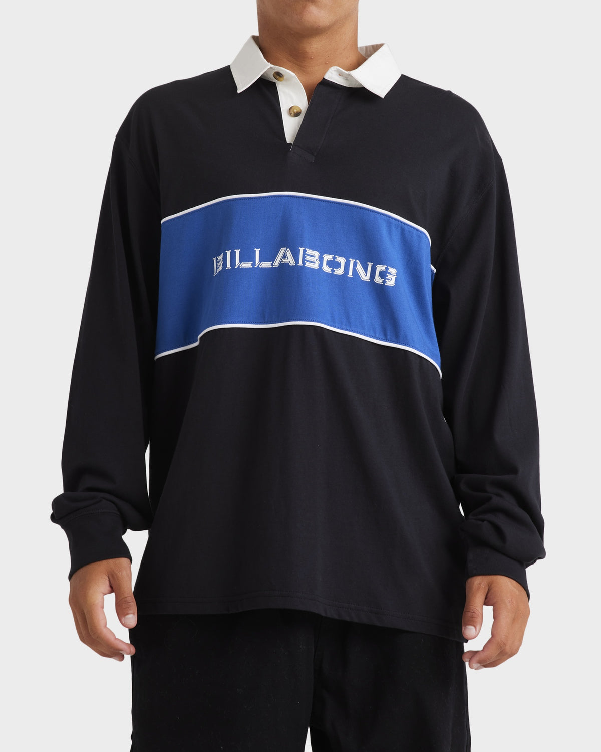 Mens Warped Rugby Long Sleeve Polo Shirt