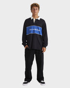 Mens Warped Rugby Long Sleeve Polo Shirt
